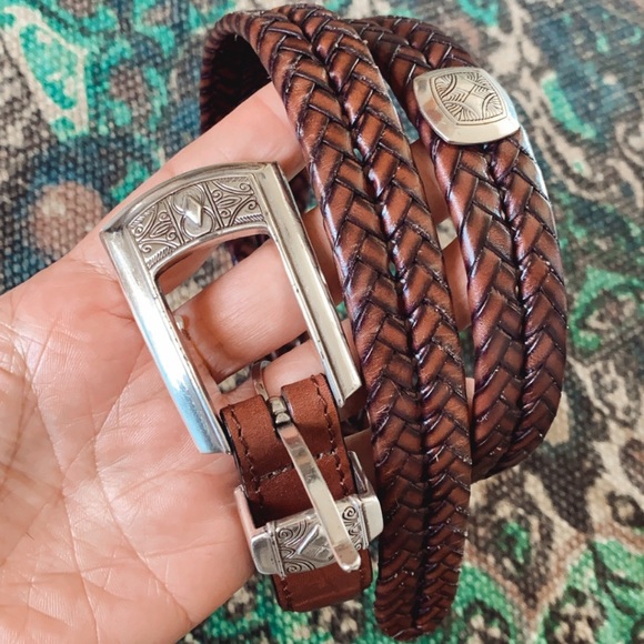 Brighton Brown Leather Belt with Silver details